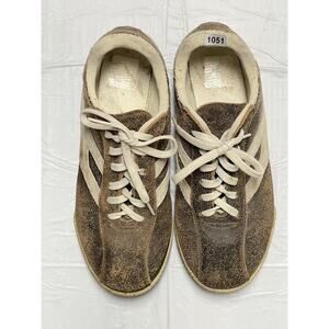 Vintage Retro Made In Italy Size 38 Brown Rust Leather Casual Sneaker- Handpick